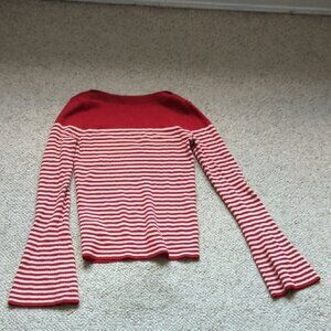 LOFT Red Ribbed Knit Top